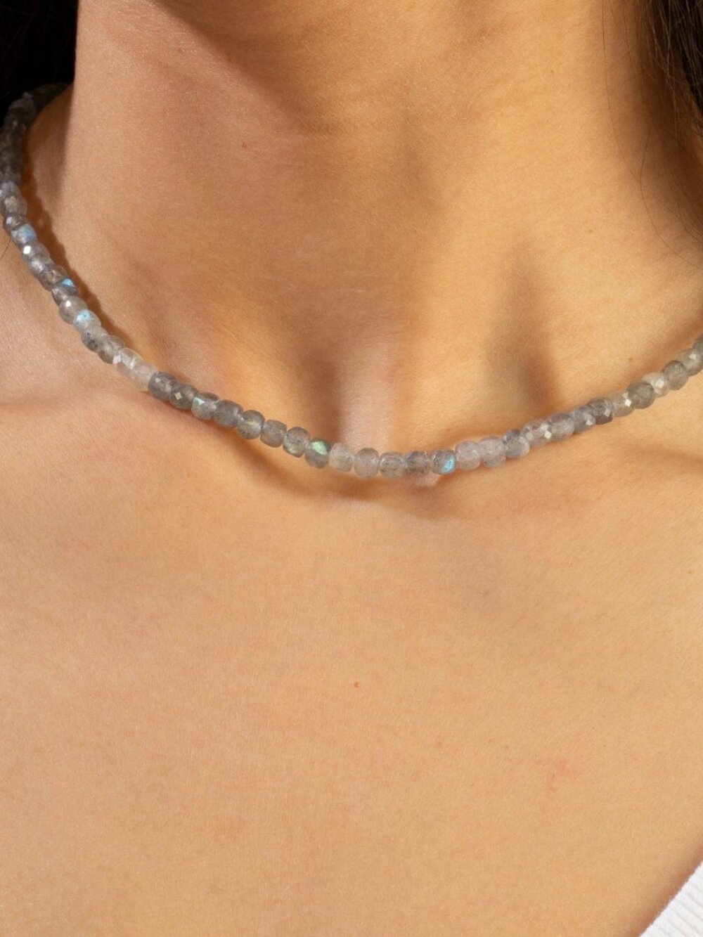 Labradorite Gemstone Necklace Gold Toggle Clasp Removable Pearl Healing Crystal